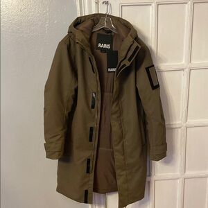 Rains Brown Hooded Coat